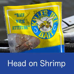 Package of head on shrimp natural bait