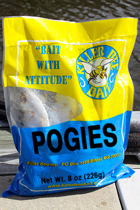 Pogies live bait sold by Killer Bee Bait