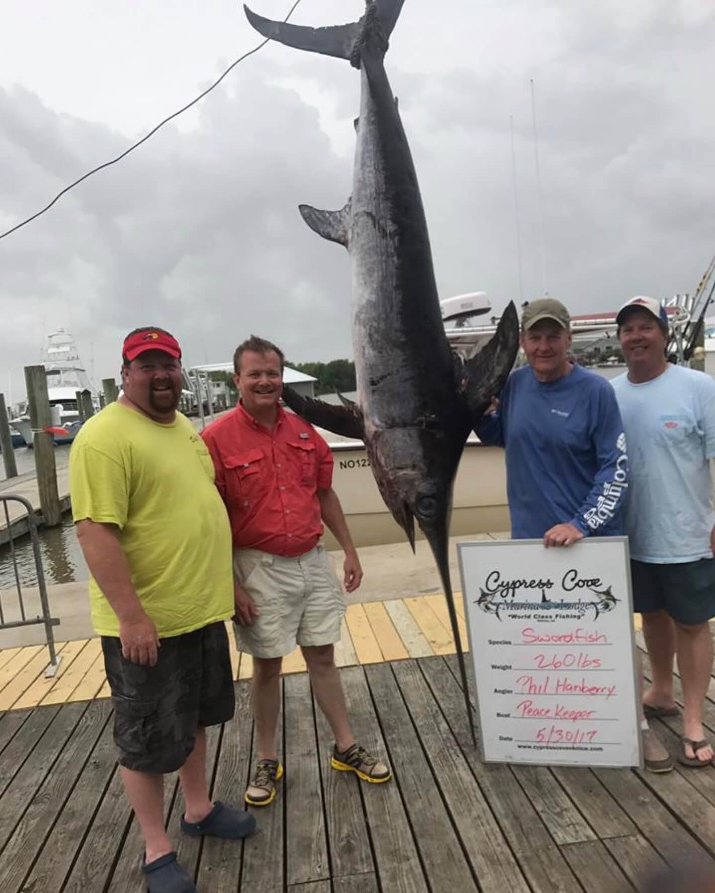 2nd place yellowfin tuna, 2nd and 3rd blackfin tuna (all pogies), 2nd and 3rd place almaco jacks (squid) - Barkley Sims, Flora Bama Fishing Rodeo. #5 state record swordfish Louisiana, peace marvel 260LBS.